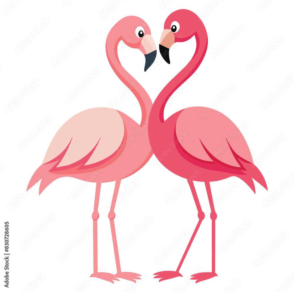Cute Pink Flamingo On White Background Summer Love Cute Flamingo Couple