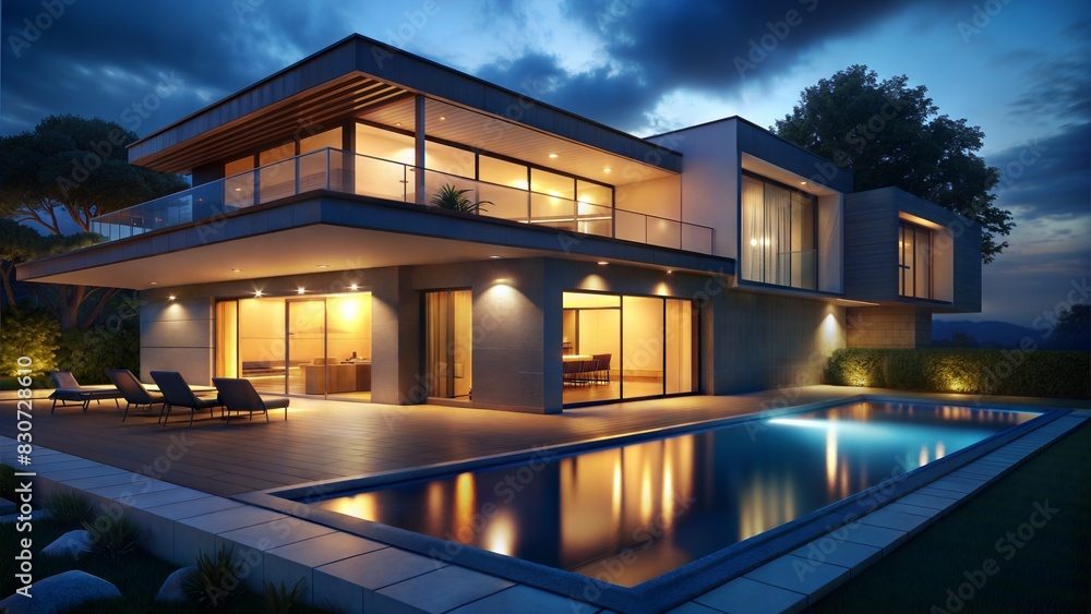 Modern style two-storey luxury house with private swimming pool
