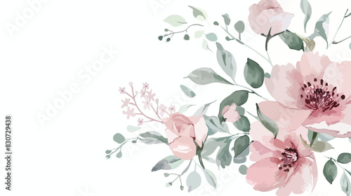 Watercolor pink flowers floral bouquet. Perfectly for