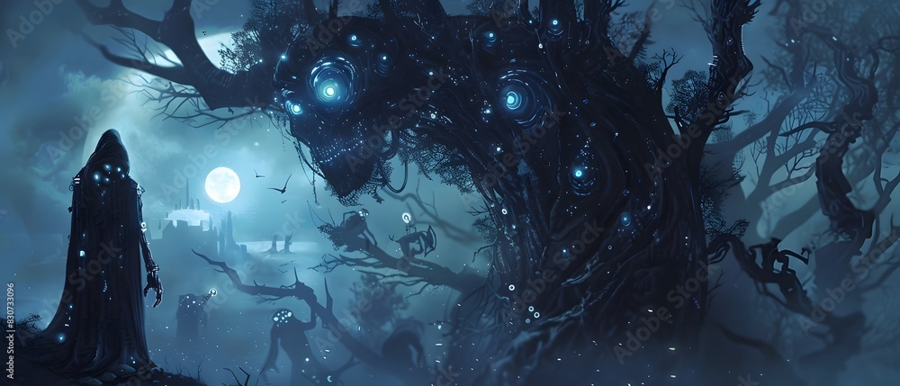 Obraz premium Witchcraft combined with robotics results in animated golems serving witches