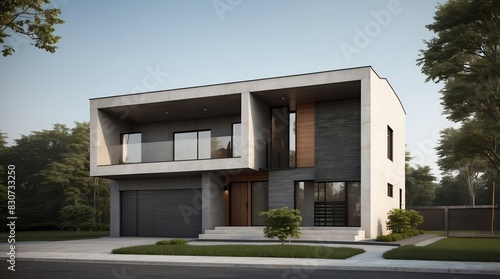 industrial low budget modern minimalist concept house facade front view © SevenThreeSky
