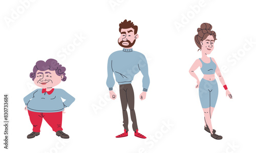 Set of different people. Characters in doodle style.