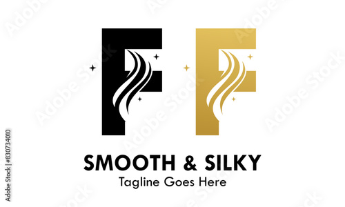 Letter f with smooth and silky design template illustration