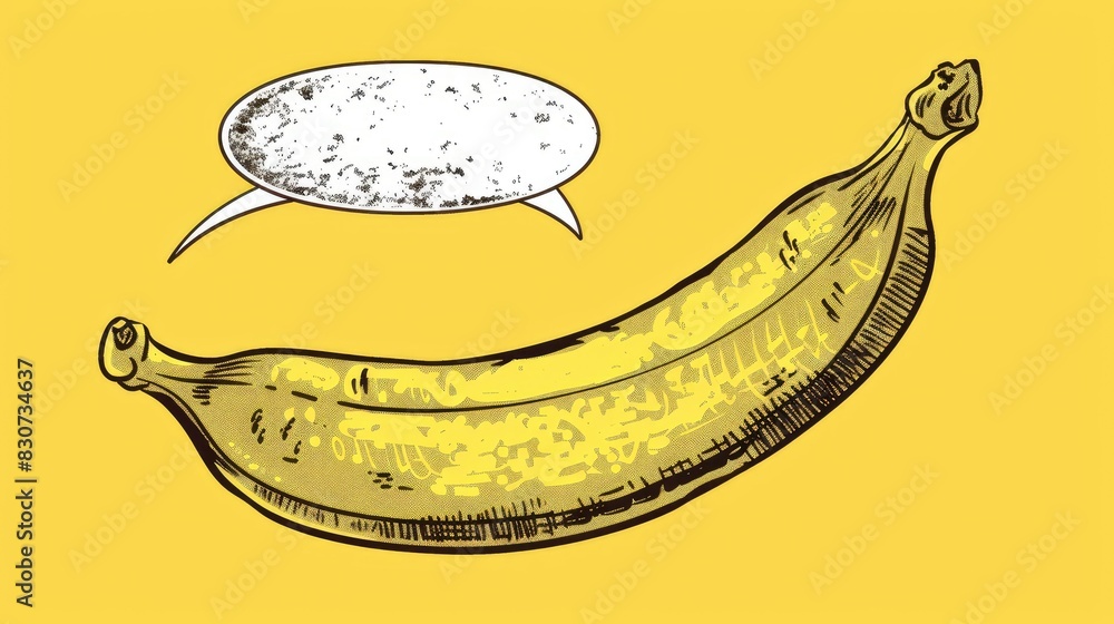 freehand drawn speech bubble cartoon banana AI generated freehand drawn speech bubble cartoon banana AI generated