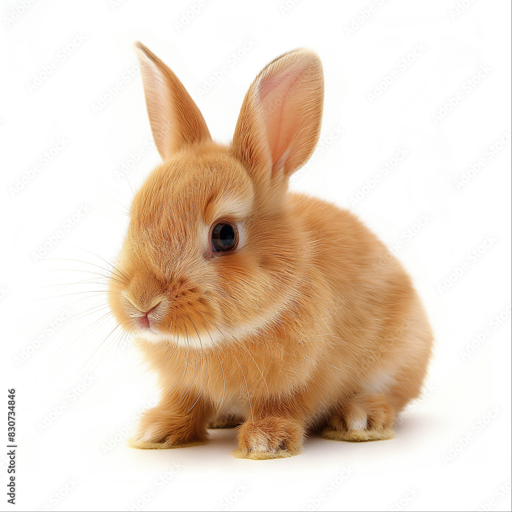 Obraz premium Little rabbit on white background