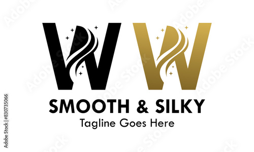 Letter w with smooth and silky design template illustration