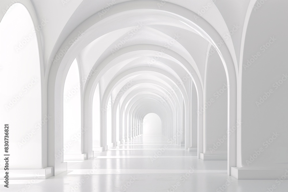 a white hallway with arches