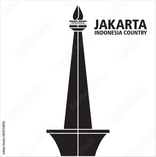 Jakarta Black White Vector Flat Design Illustation