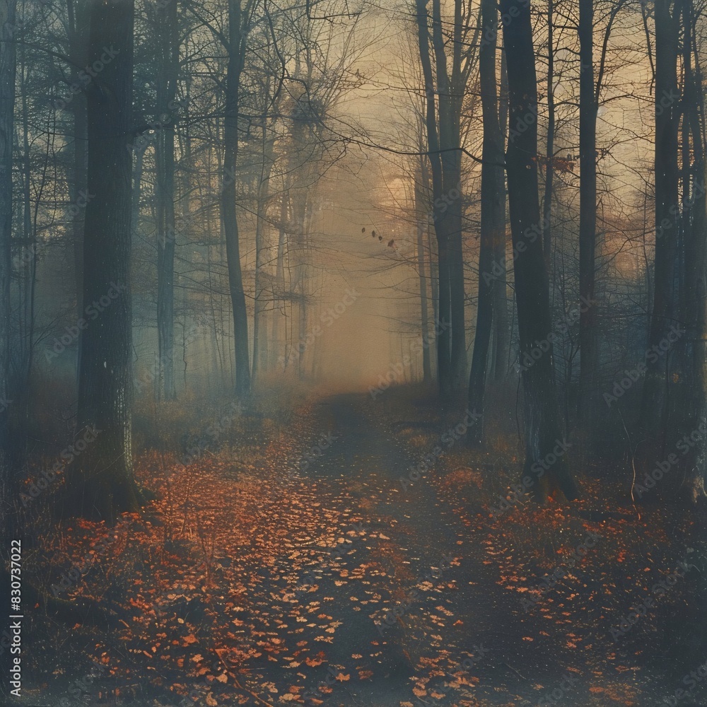 Obraz premium Autumn Twilight: A Serene Forest Path