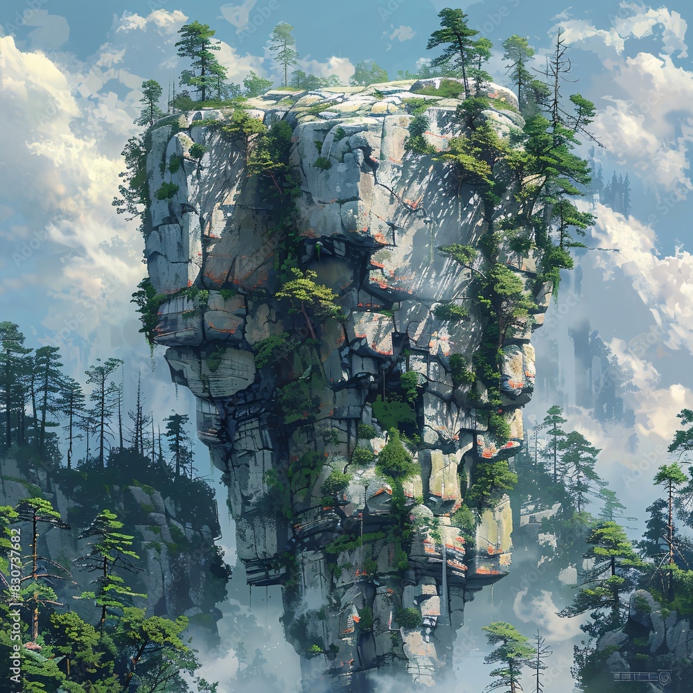 Obraz premium Majestic Mountainous Landscape with Towering over the Treetops