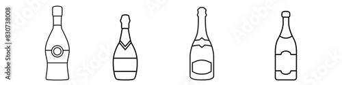Champagne icon vector set. Alcohol illustration sign collection. Wine symbol. Bottle logo.