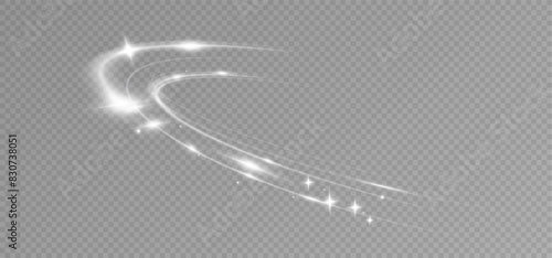 Light white Twirl. Curve light effect of white line. Glowing white spiral. The effect of high-speed abstract lines. Rotating shiny rings.	