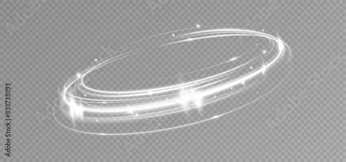 Light white Twirl. Curve light effect of white line. Glowing white spiral. The effect of high-speed abstract lines. Rotating shiny rings.	