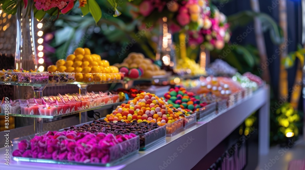 Event featuring confectionery bar with a mix of candies and nuts Event featuring confectionery bar with a mix of candies and nuts