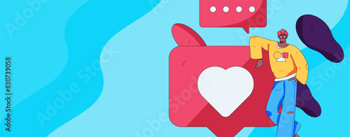 Virtual characters social communication concept business flat vector hand drawn illustration
