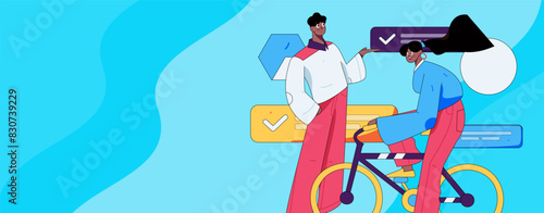 Virtual characters social communication concept business flat vector hand drawn illustration

