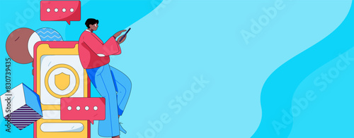 Virtual characters social communication concept business flat vector hand drawn illustration
