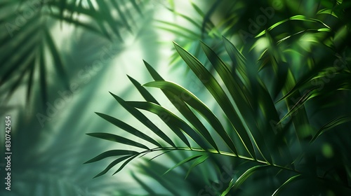 Shadows of tropical leaves gently sway on the calming background  casting a soothing spell of relaxation