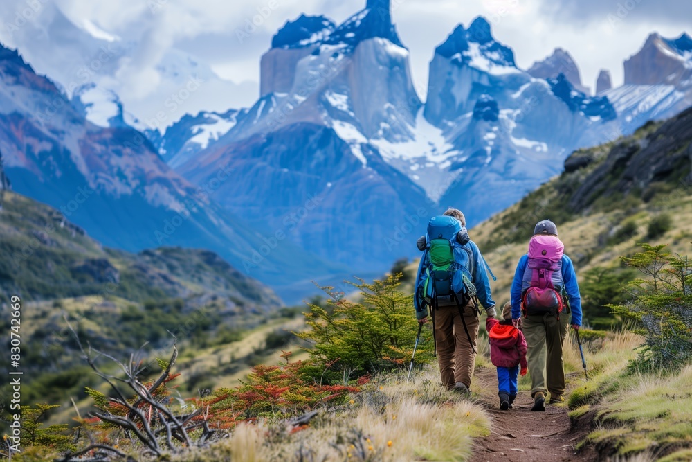 Obraz premium Patagonia Family Hiking Adventure