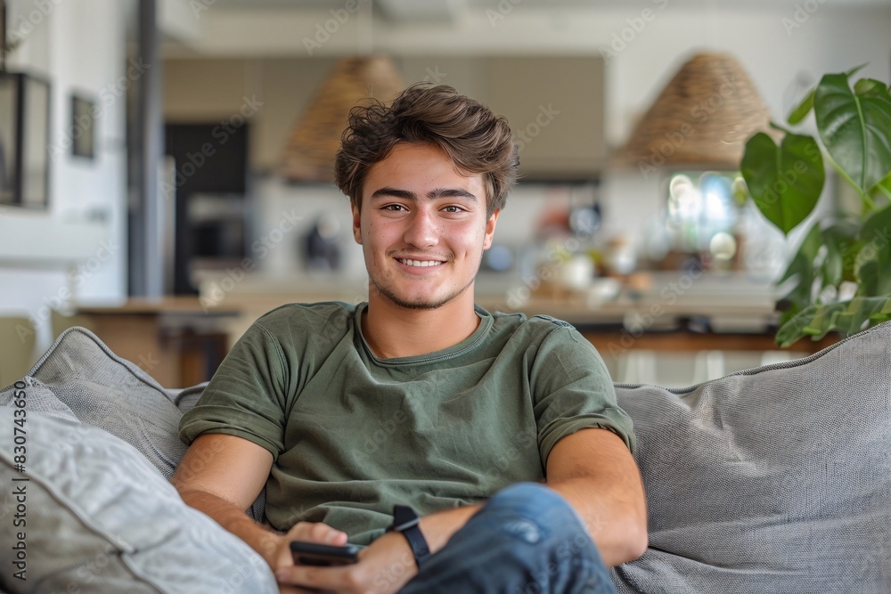 Casually Confident Young Man Relaxing at Home Casually Confident Young Man Relaxing at Home