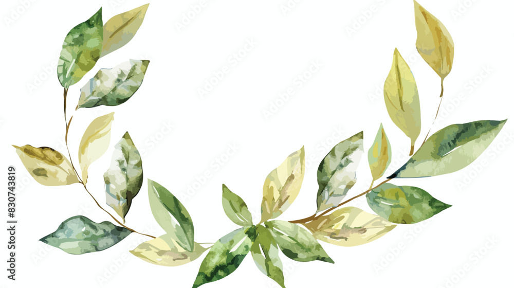 Wreath leaves frame watercolor leaf Illustration hand