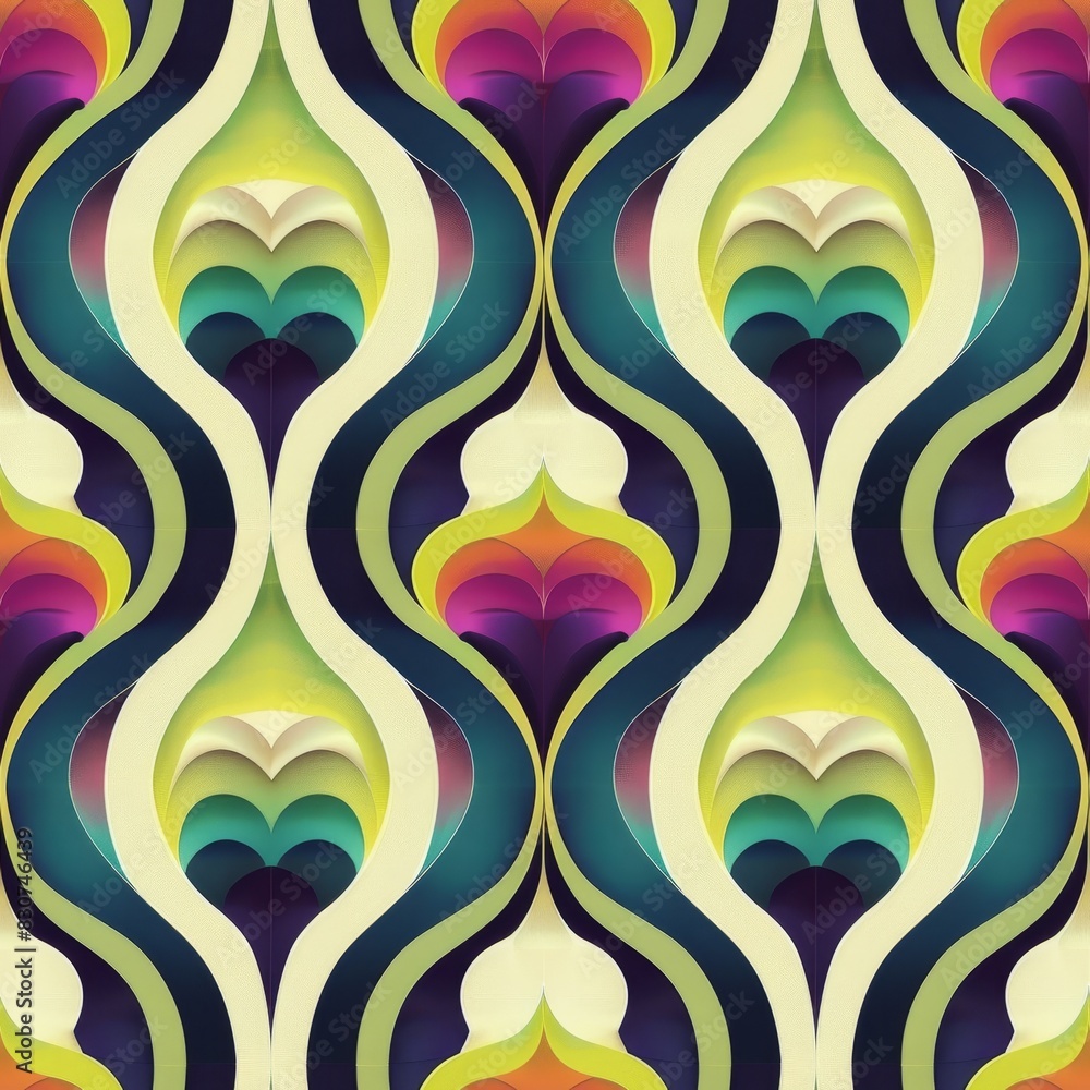 Colorful Retro Wave Pattern Wallpaper Design Colorful Retro Wave Pattern Wallpaper Design