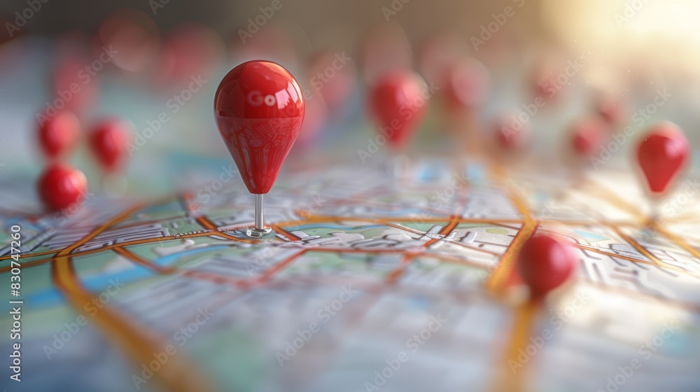 Navigating through a city map with multiple location markers to explore key destinations and routes. Generative AI Navigating through a city map with multiple location markers to explore key destinations and routes. Generative AI