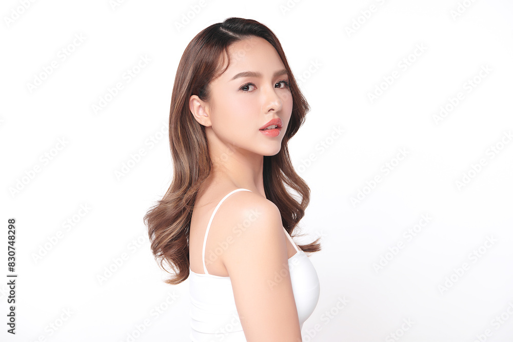 Beautiful young asian woman with clean fresh skin on white background, Face care, Facial treatment, Cosmetology, beauty and spa, Asian women portrait. Beautiful young asian woman with clean fresh skin on white background, Face care, Facial treatment, Cosmetology, beauty and spa, Asian women portrait.