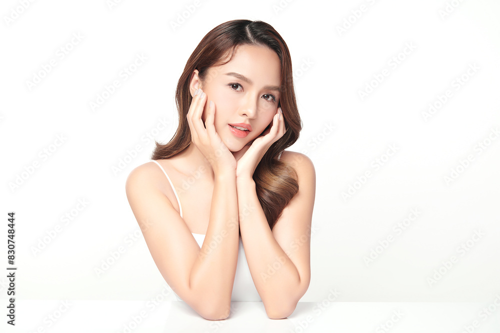Beautiful young asian woman with clean fresh skin on white background, Face care, Facial treatment, Cosmetology, beauty and spa, Asian women portrait. Beautiful young asian woman with clean fresh skin on white background, Face care, Facial treatment, Cosmetology, beauty and spa, Asian women portrait.