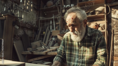 The elderly wood craftsman