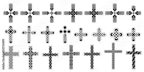 Celtic knots, cross, ornaments northern Irish motifs collection