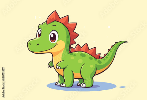 a green and orange dinosaur with a red head