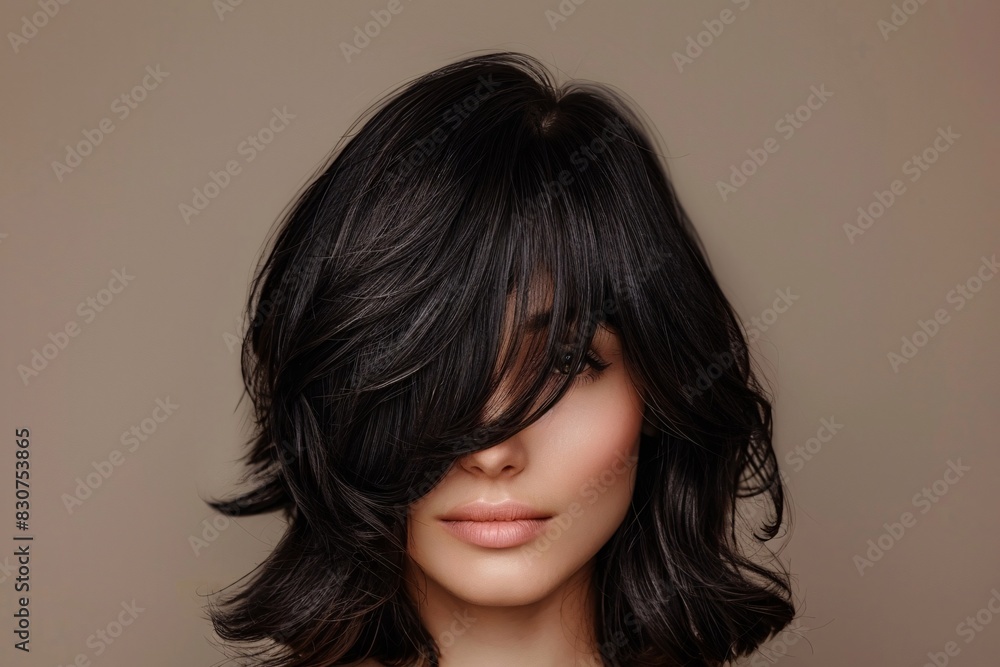 Stylized Female Portrait with Short Hair and Subtle Background Stylized Female Portrait with Short Hair and Subtle Background