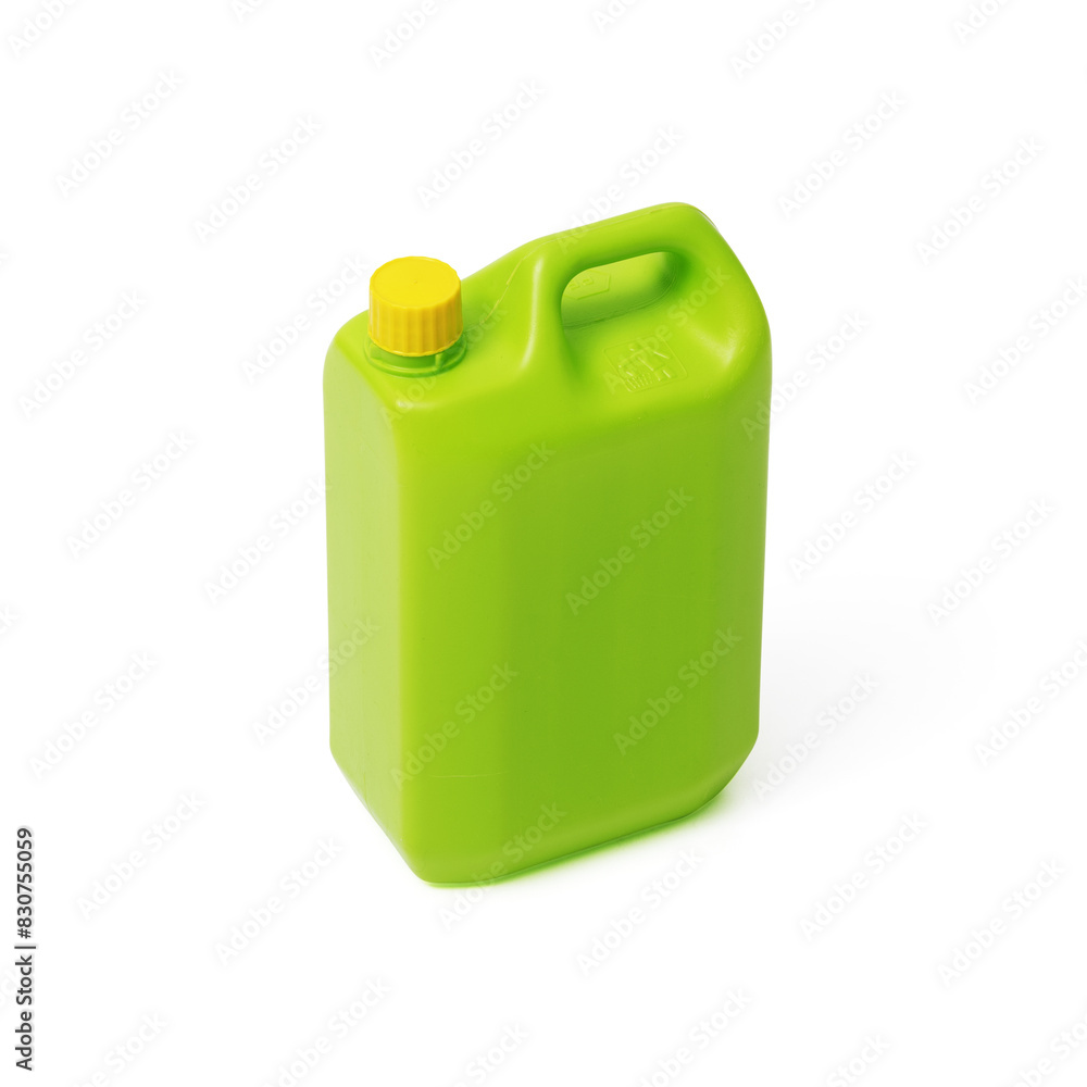 Green plastic canister isolated on white background Green plastic canister isolated on white background