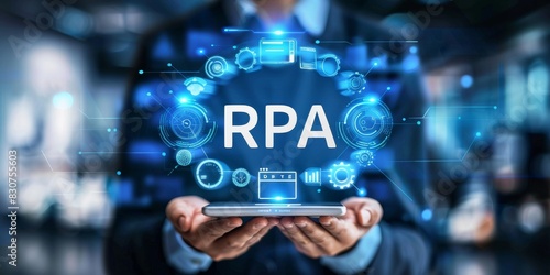 Robotic Process Automation concept. Innovation technology and futuristic background