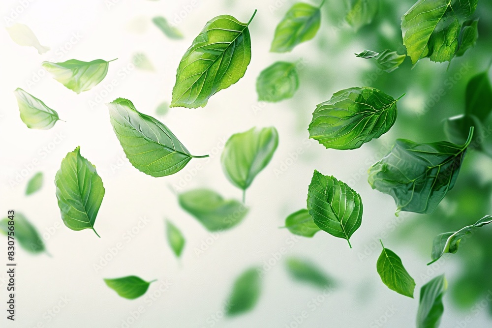Serene Escape: Aerial View of Lush Green Leaves in a Light-Filled Sky Serene Escape: Aerial View of Lush Green Leaves in a Light-Filled Sky
