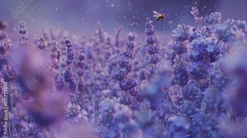 A field of lavender in full bloom  with bees buzzing among the fragrant purple flowers. 8k  full ultra HD  high resolution  cinematic photography