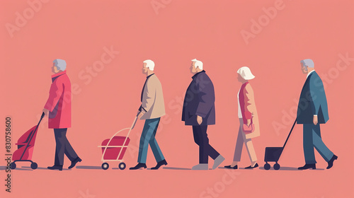 Minimalist illustration of aging population