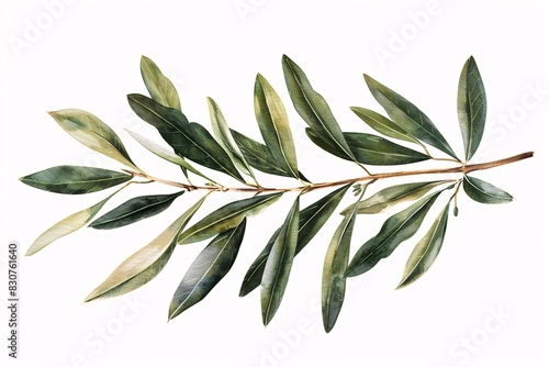 Stylized Olive Branch with Leaves