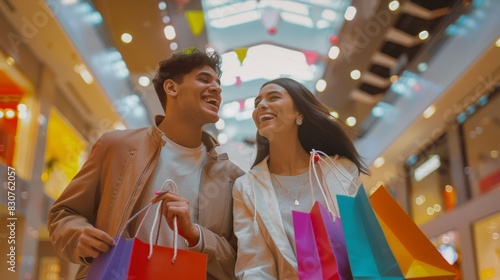 The couple with shopping bags photo