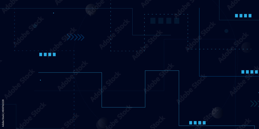 Fototapeta premium Blue data matrix simulation digital line and grid technology with futuristic HUD screen on blue background and vertical video abstract background concept. Technology blue background.