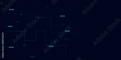 Blue data matrix simulation digital line and grid technology with futuristic HUD screen on blue background and vertical video abstract background concept. Technology blue background.