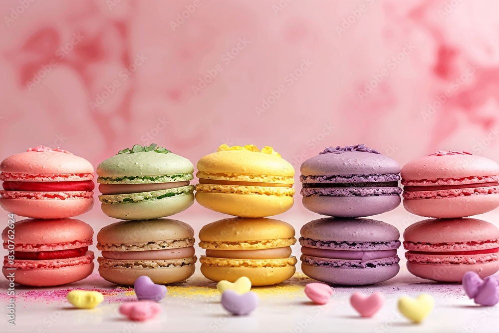 Vivid Macarons Pile: A Colorful Display of Pastry Delights Vivid Macarons Pile: A Colorful Display of Pastry Delights