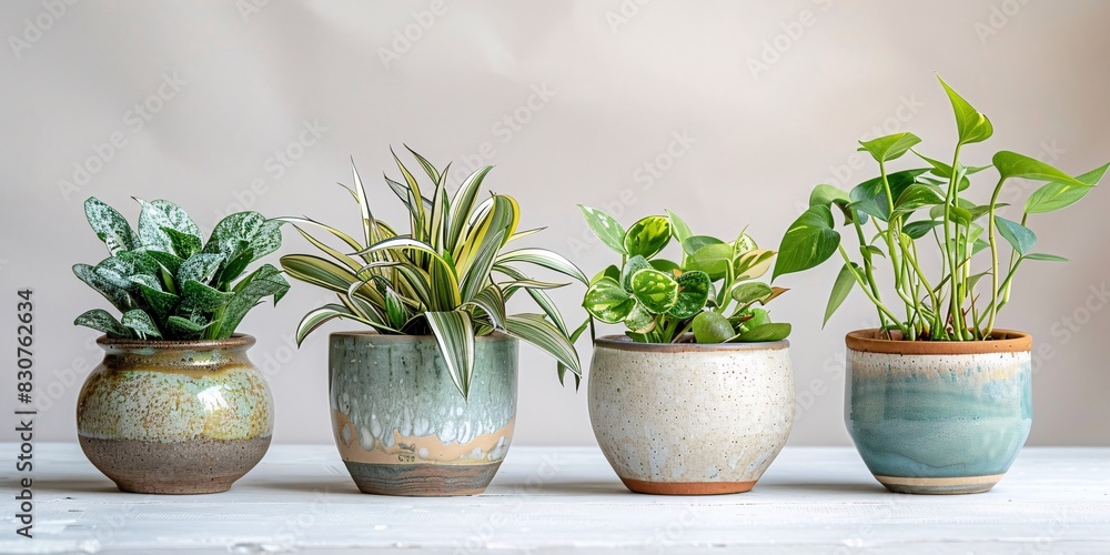 A Collection of Terracotta Pots with Various Plants and Succulents