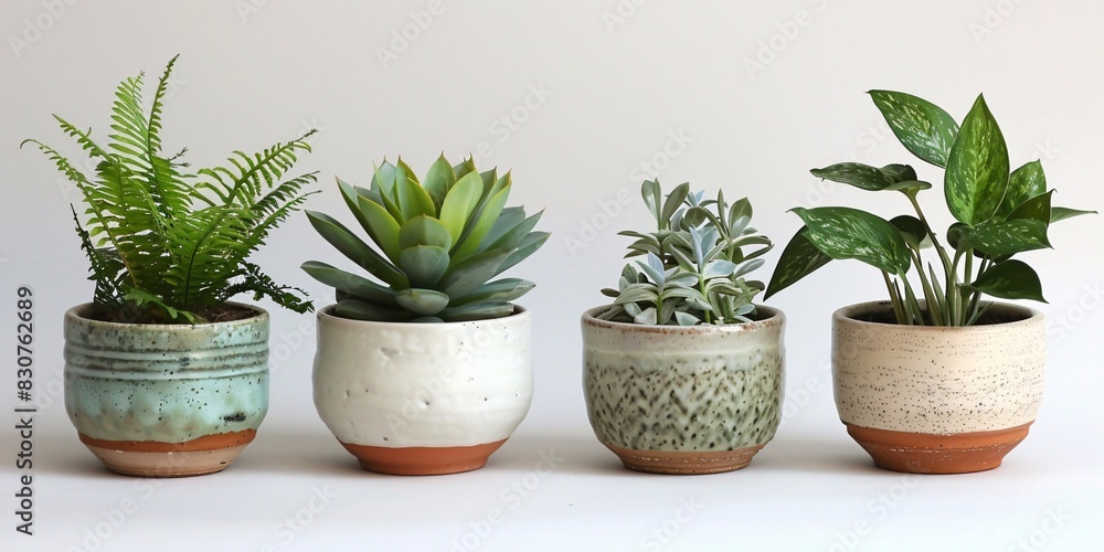 Obraz premium Three Vases of Decorative Plants and Pots for Sale