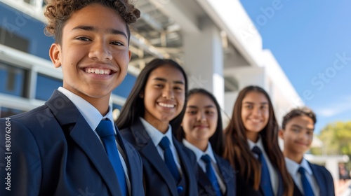 The group of smiling students