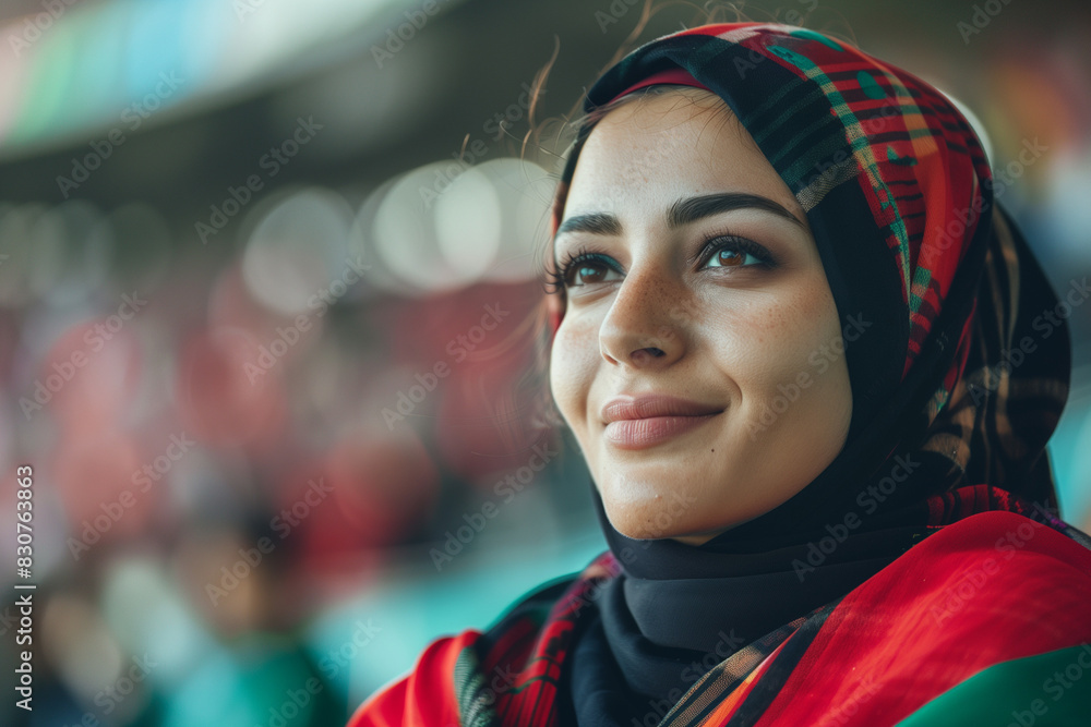 portrait of a person in a football stadium portrait of a person in a football stadium