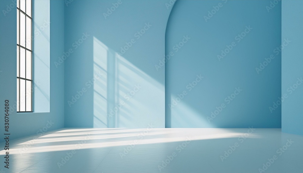 Obraz premium Minimal abstract simple light blue background for product presentation. Shadow and light