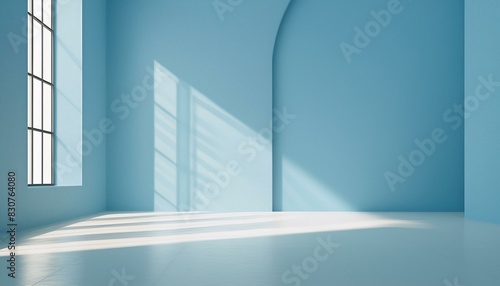 Minimal abstract simple light blue background for product presentation. Shadow and light