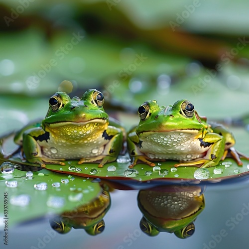 Two Frog Chubs in a Lily Pad Pond